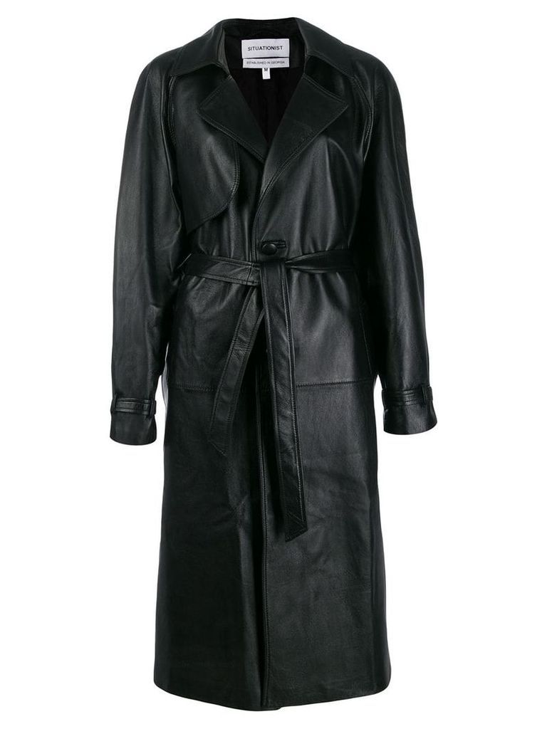 Situationist leather midi coat - Black