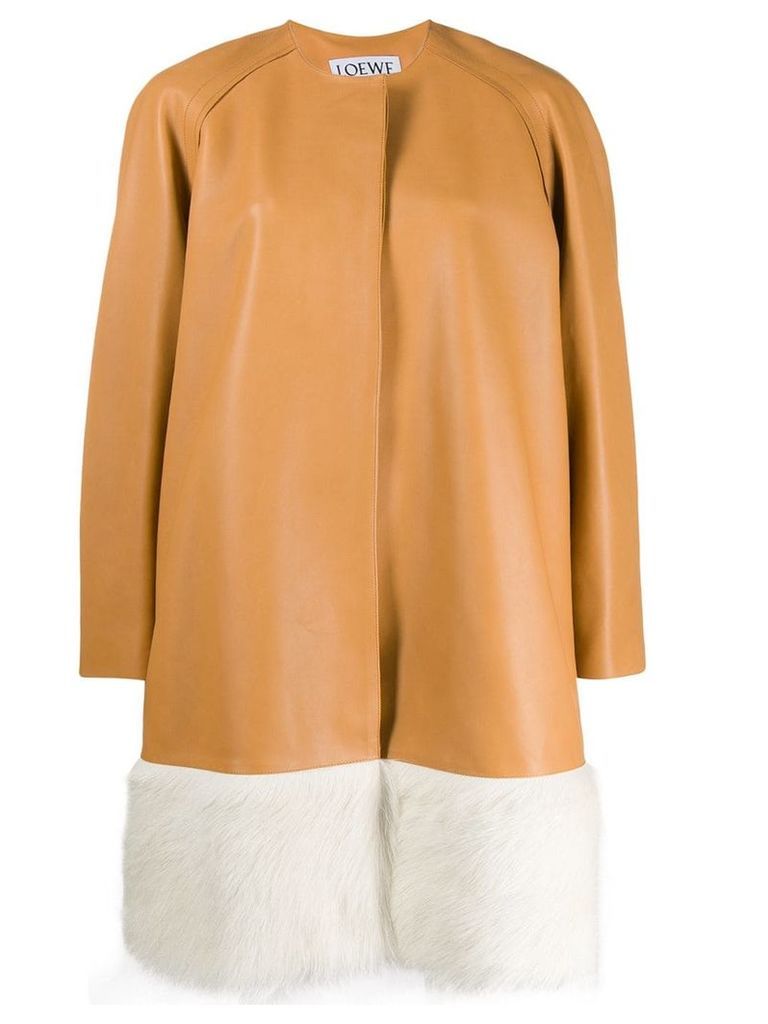 Loewe oversized fur-trimmed coat - NEUTRALS