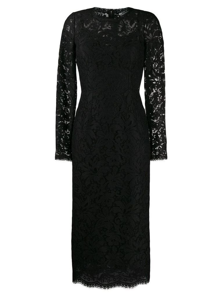 Dolce & Gabbana floral lace midi dress - Black