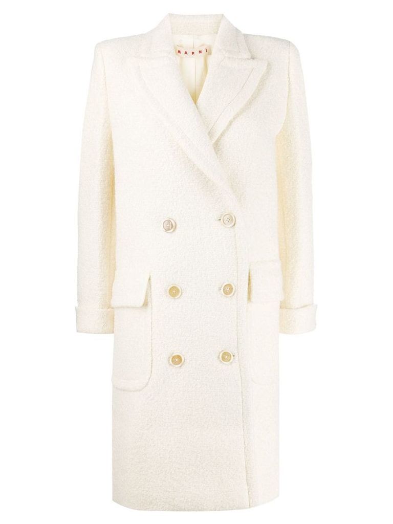Marni textured double-breasted coat - White