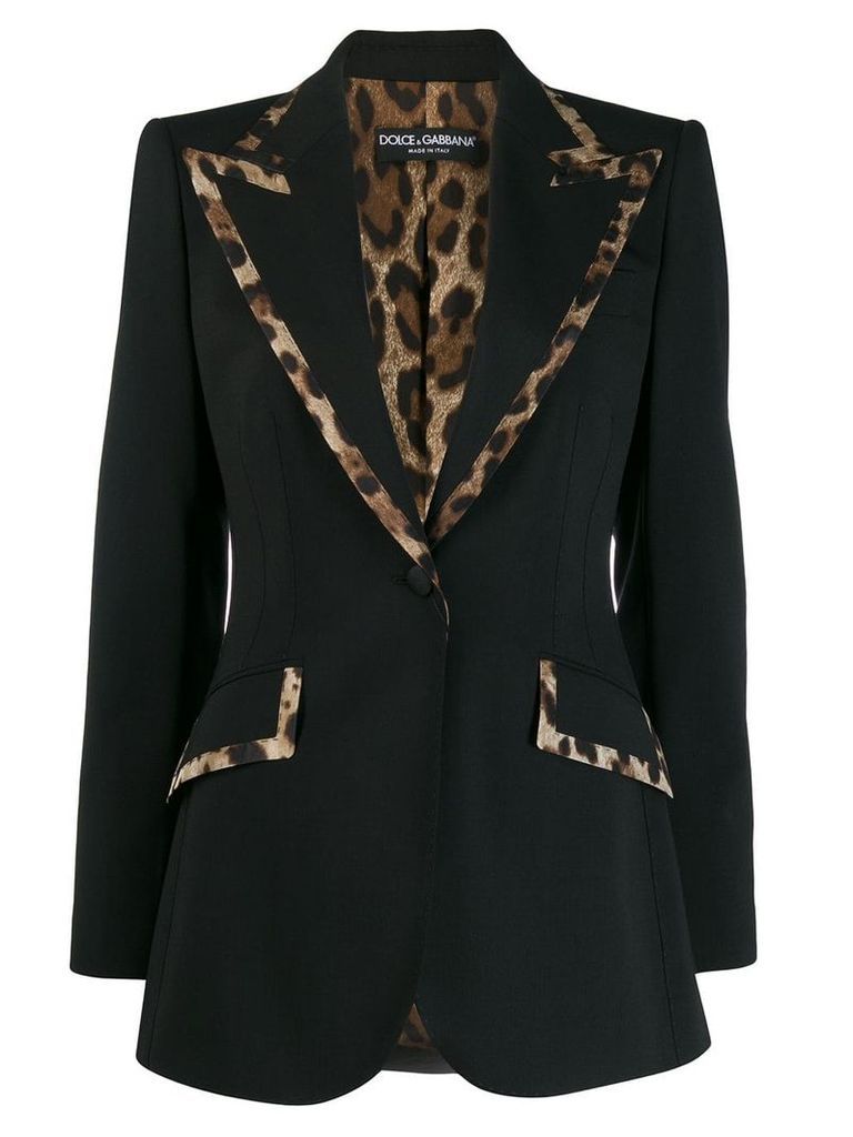 Dolce & Gabbana animal print trim blazer - Black