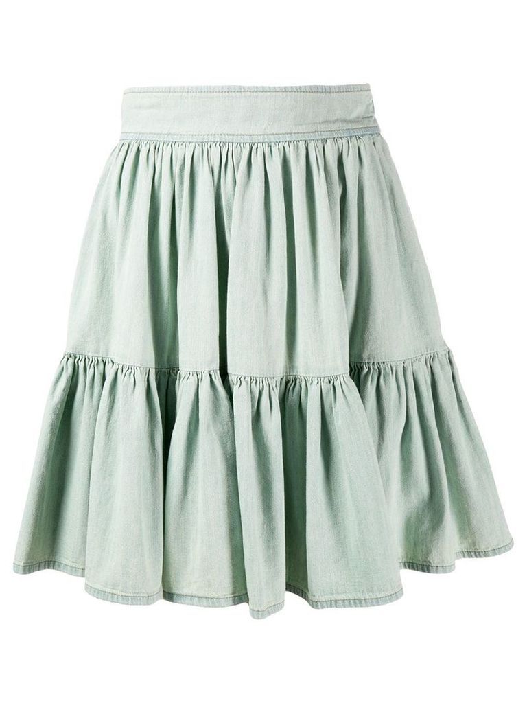 Miu Miu tiered denim skirt - Green