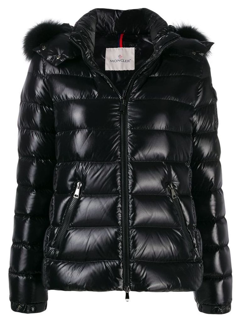 Moncler fur-trimmed hood jacket - Black