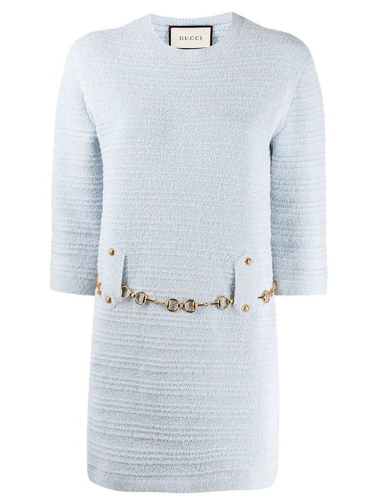 Gucci tweed belted dress - Blue