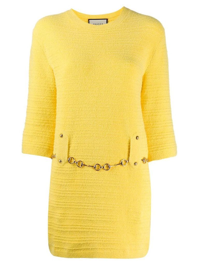 Gucci tweed belted dress - Yellow