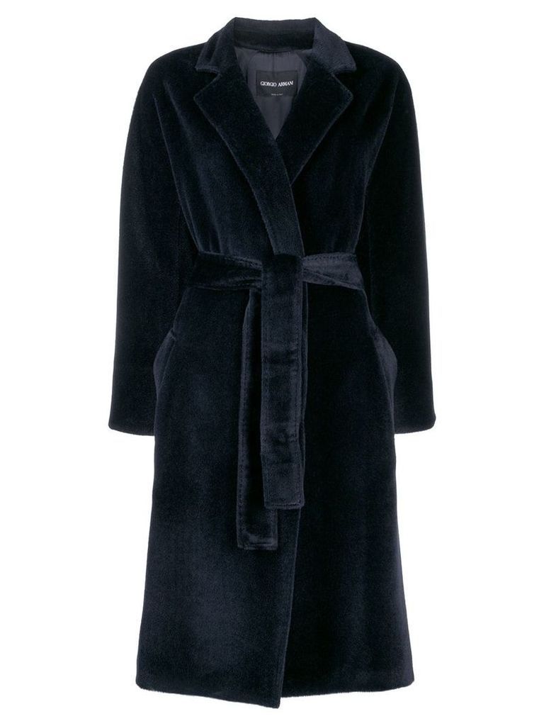 Giorgio Armani belted coat - Blue