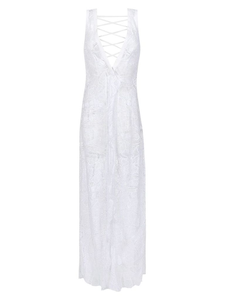 Martha Medeiros lace long beach dress - White