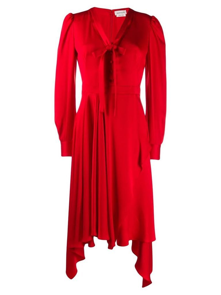 Alexander McQueen draped asymmetric dress - Red