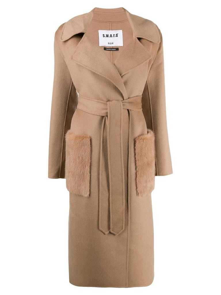 S.W.O.R.D 6.6.44 belted wrap coat - NEUTRALS