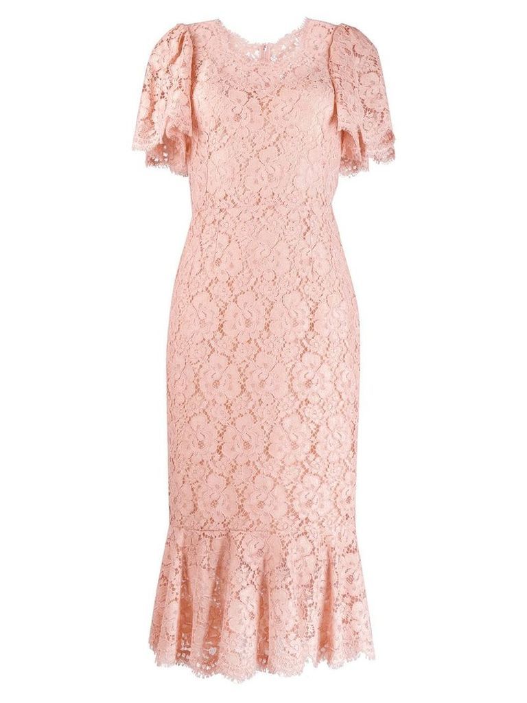 Dolce & Gabbana floral lace fitted dress - PINK