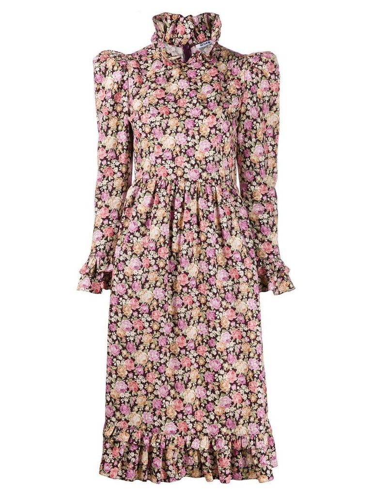 Batsheva ruffled floral print dress - PINK