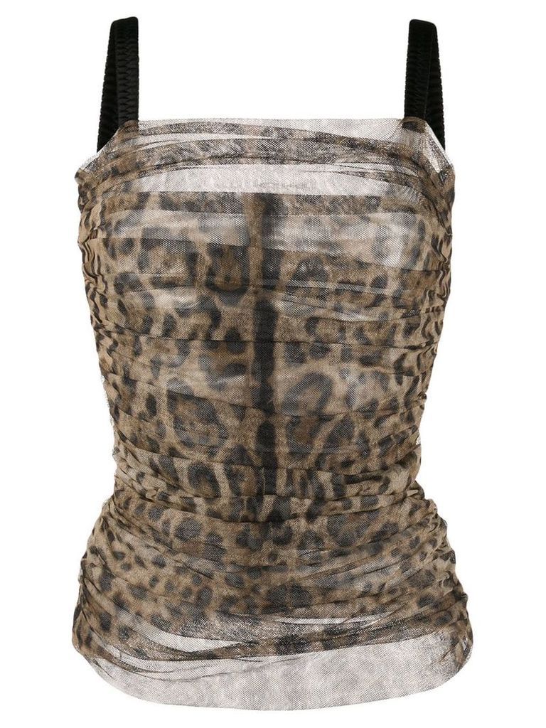 Dolce & Gabbana leopard print ruched top - Brown
