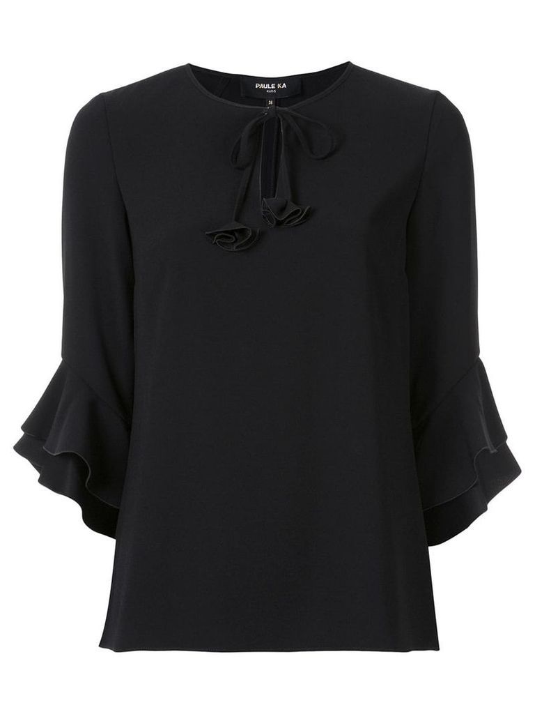 Paule Ka frill sleeve blouse - Black