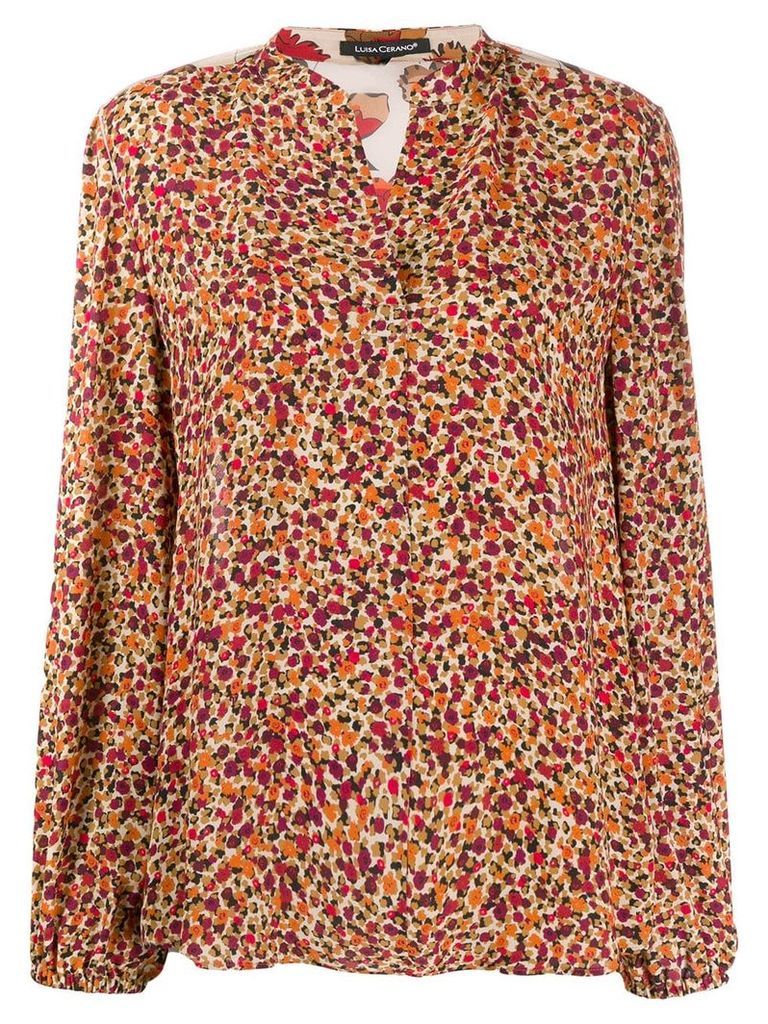 Luisa Cerano floral panelled blouse - PINK