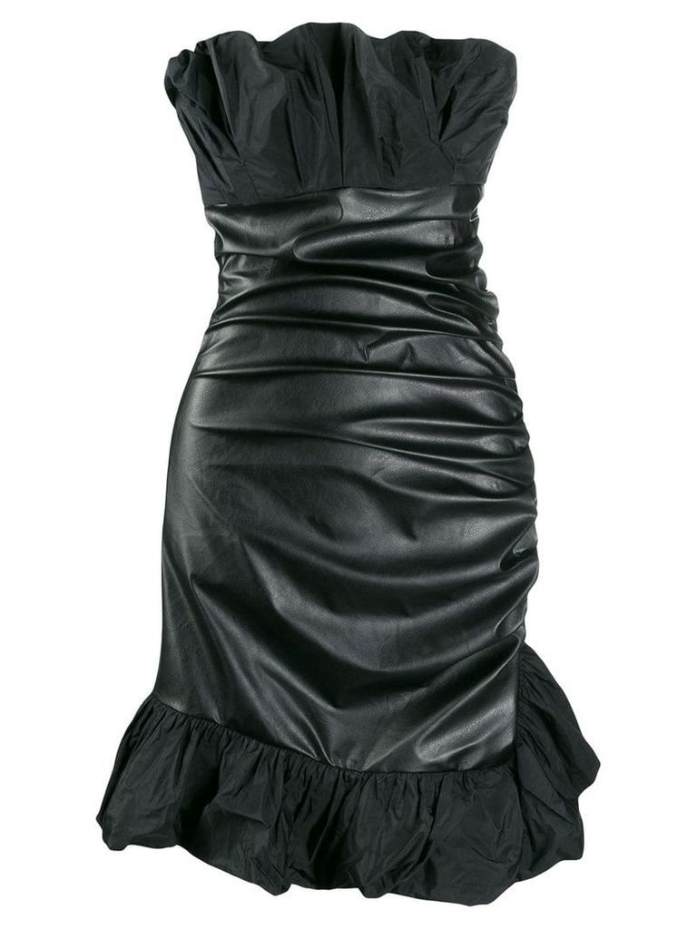 Pinko faux-leather strapless dress - Black