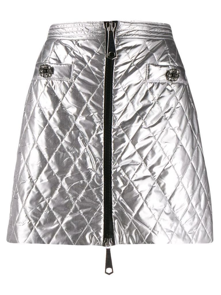 Pinko metallic quilted mini skirt - SILVER