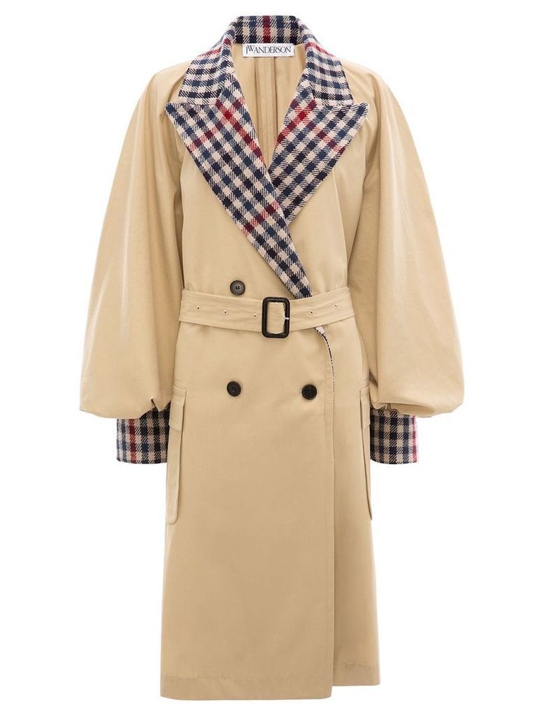 JW Anderson contrast check trench coat - NEUTRALS