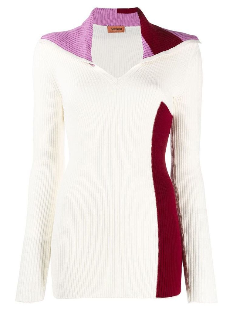Missoni oversized collar jumper - White
