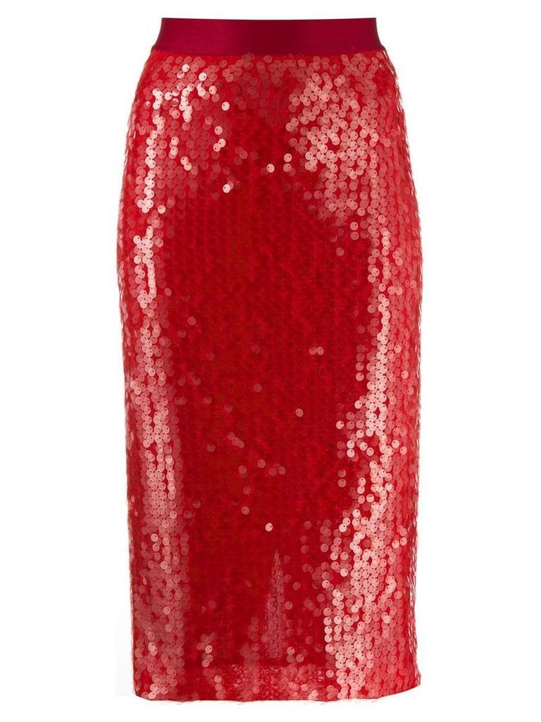 Luisa Cerano sequined pencil skirt - Red