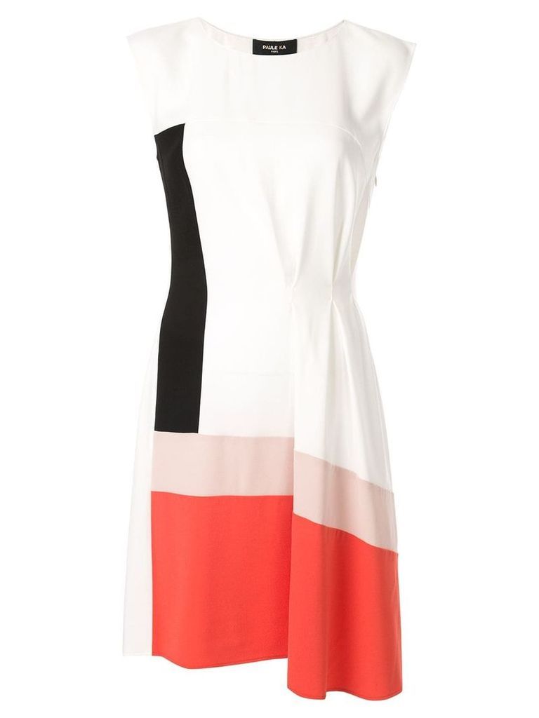 Paule Ka colour-block flared dress - White
