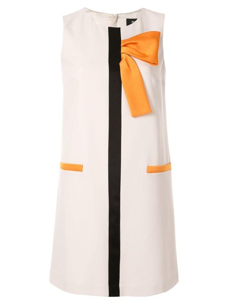 Paule Ka grosgrain half bow shift dress - White