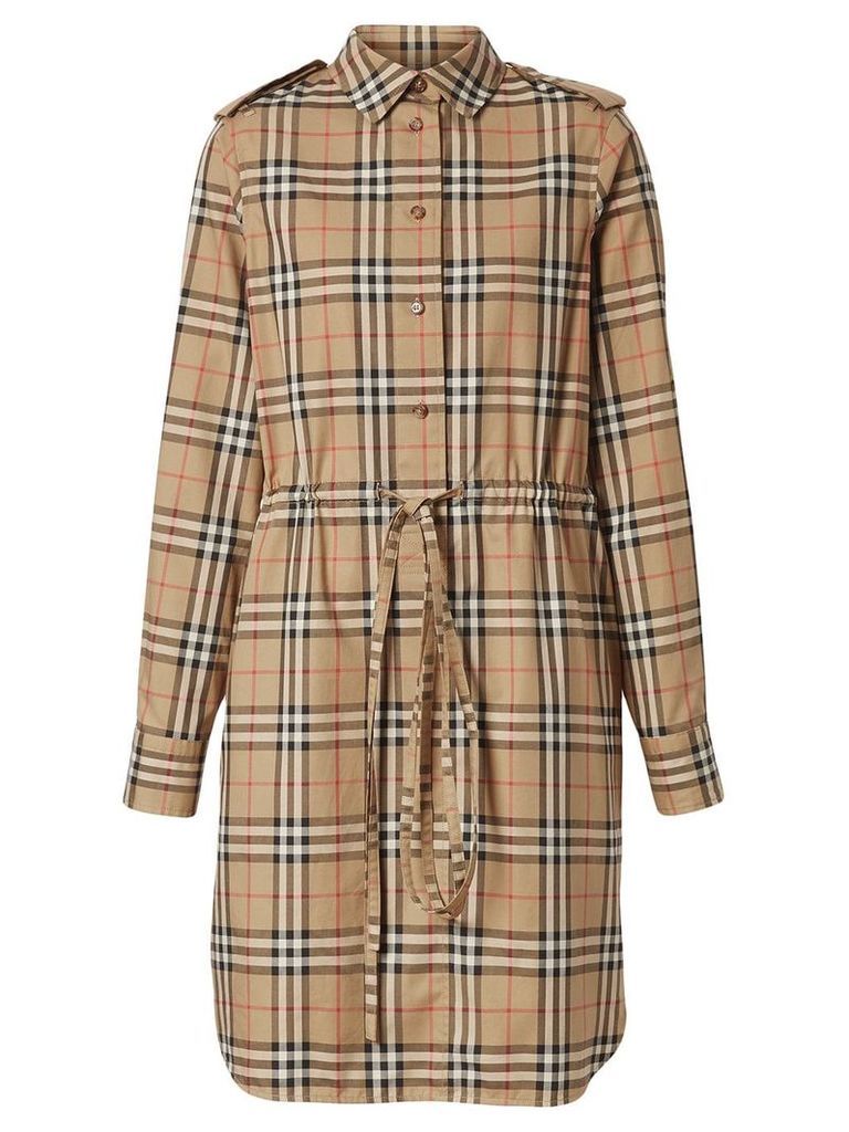 Burberry vintage check drawcord shirt dress - NEUTRALS