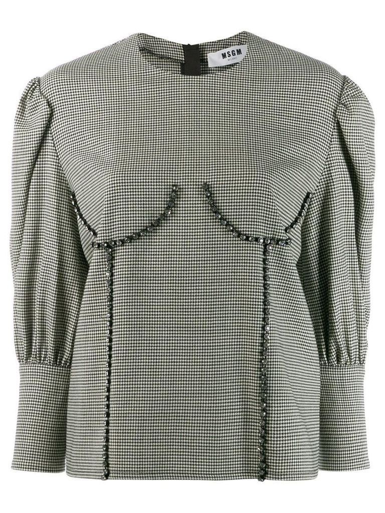 MSGM bust detailed houndstooth blouse - Black