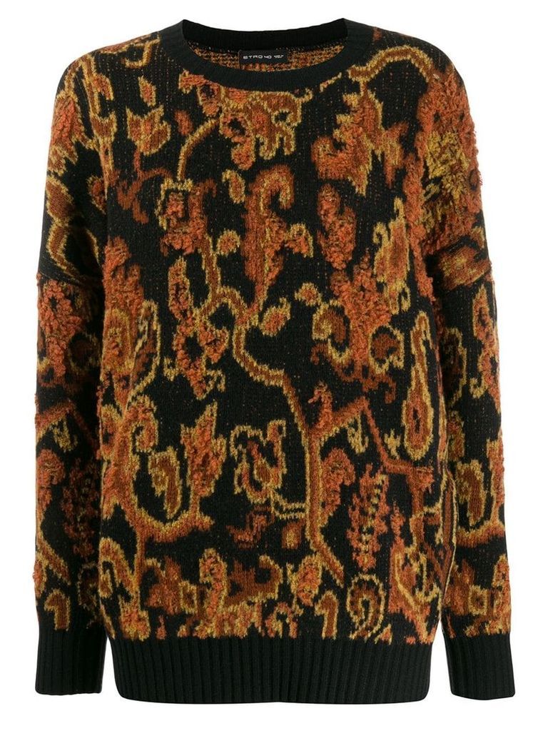 Etro paisley embroidered sweater - Brown