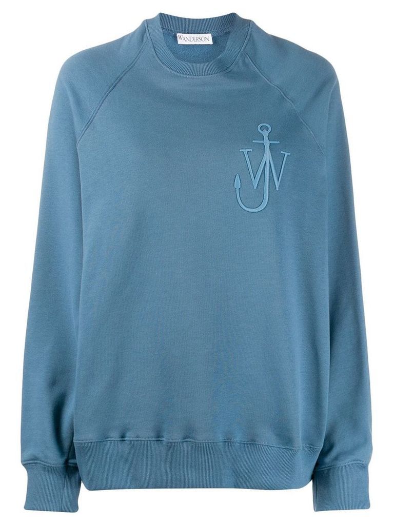 JW Anderson oversized anchor logo embroidered sweatshirt - Blue