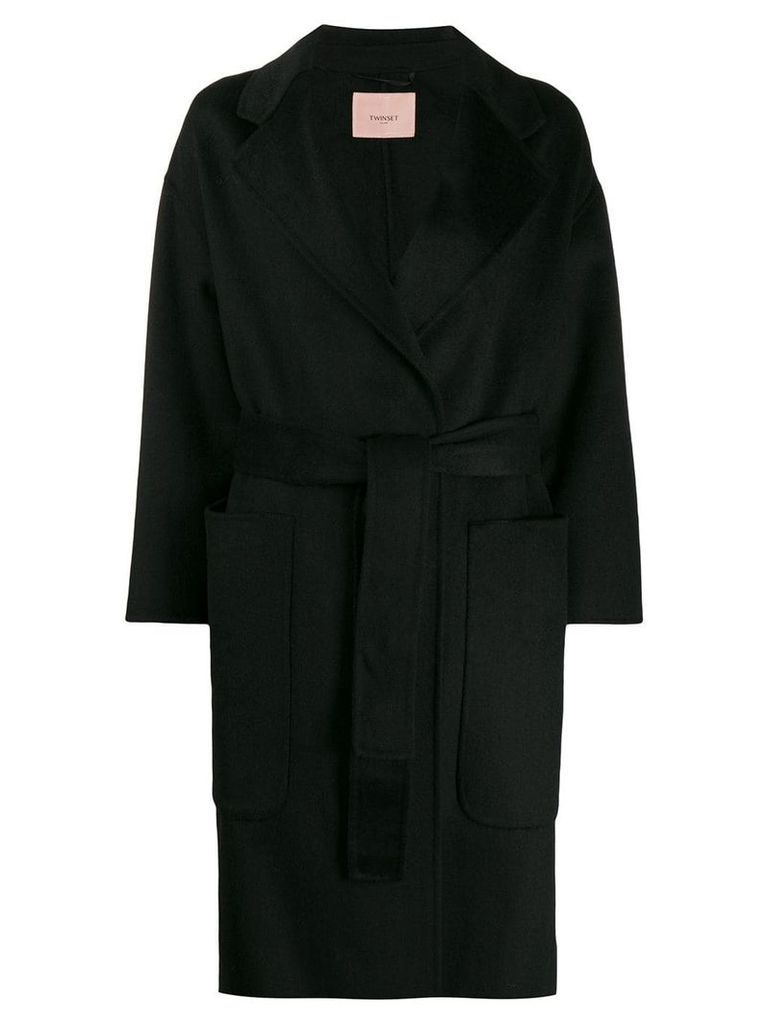 Twin-Set wrap-style midi coat - Black