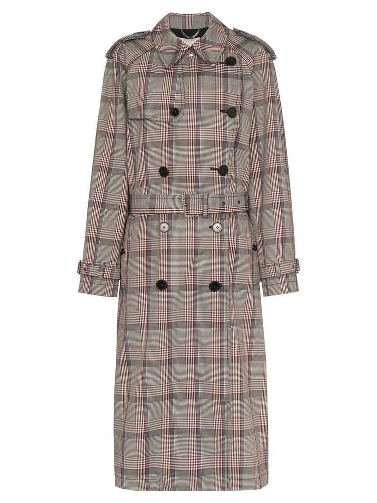 Stella McCartney pleated check trench coat - Brown