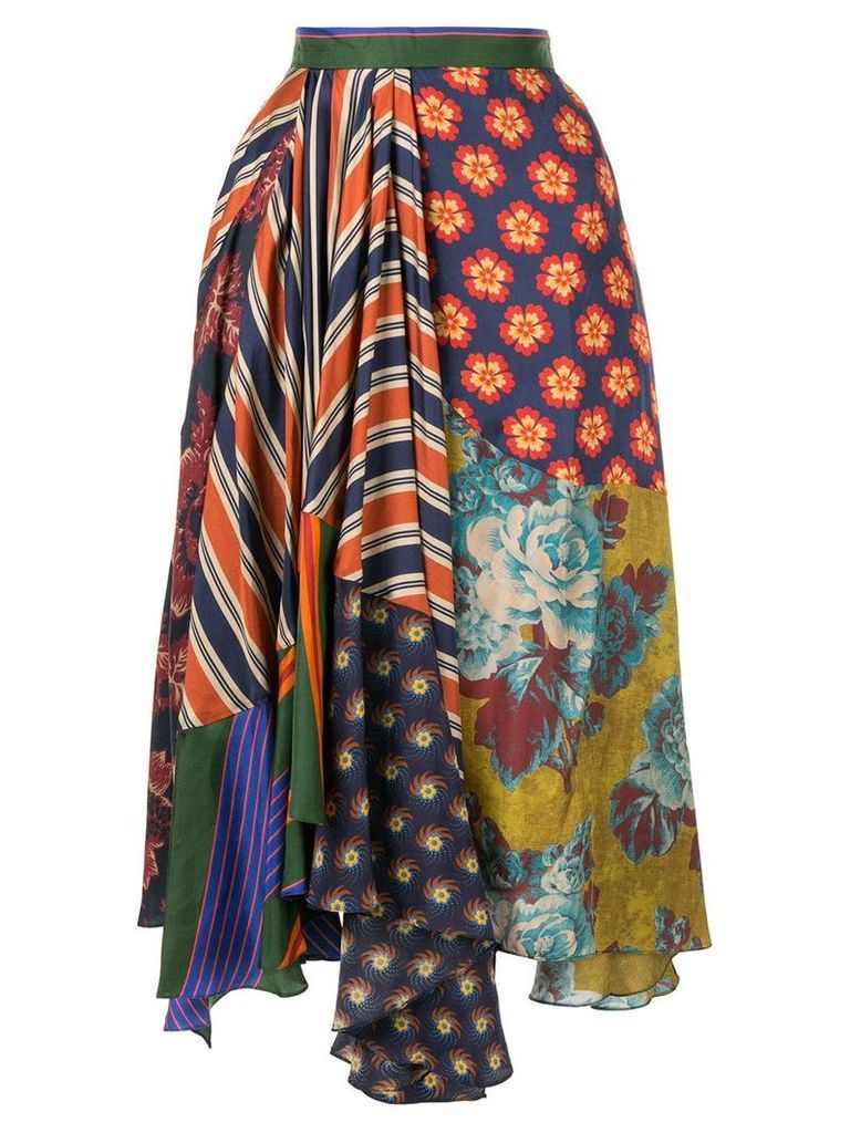 Biyan asymmetric patchwork skirt - Multicolour