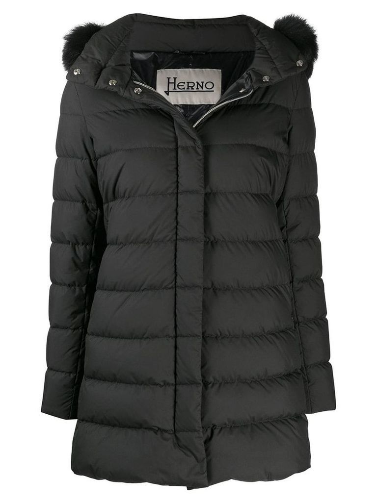 Herno fur trimmed padded coat - Black