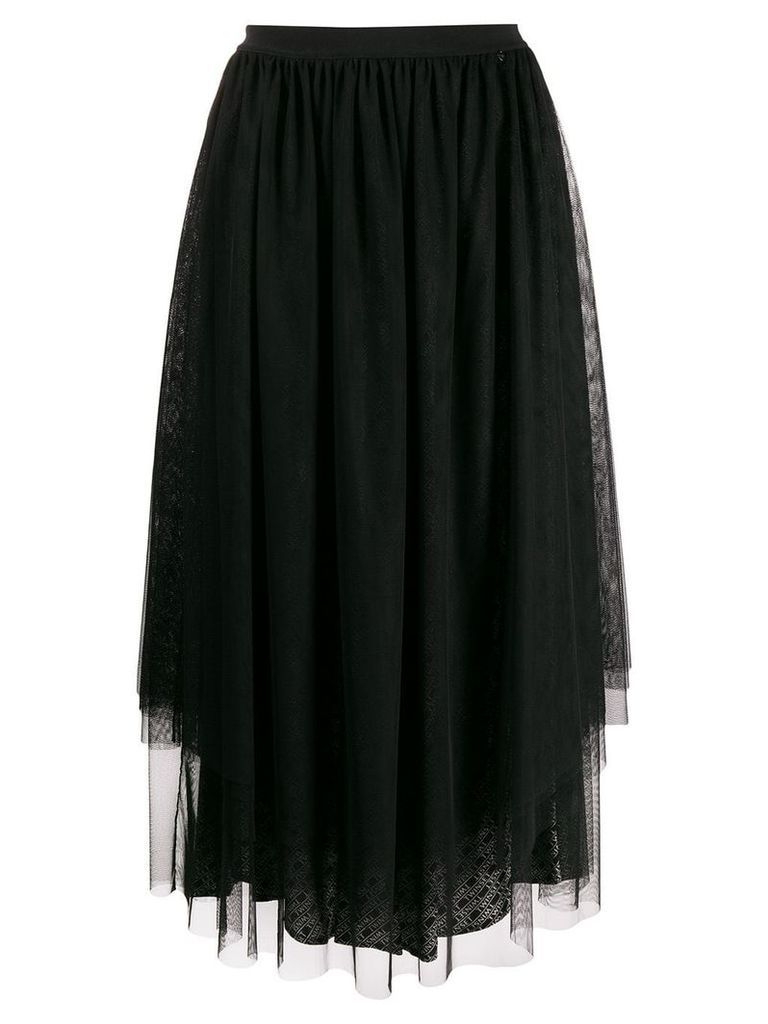 Twin-Set flared tulle midi skirt - Black