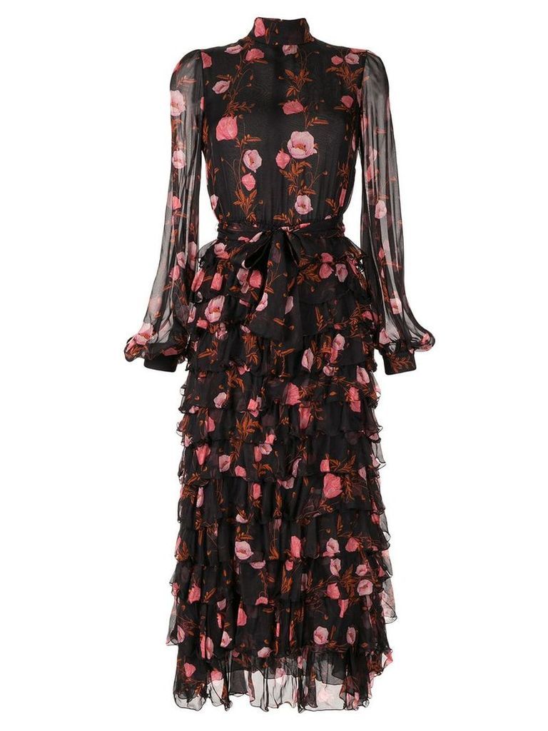 Giambattista Valli floral tiered ruffle dress - Black