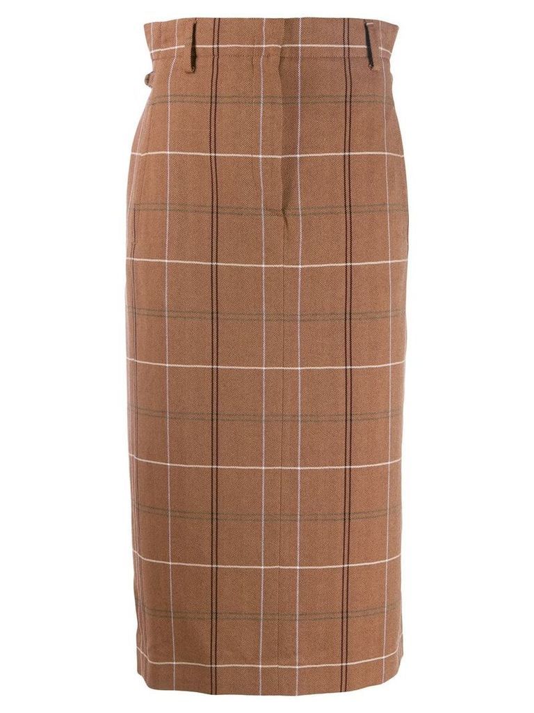 Acne Studios paper-bag checked skirt - Brown