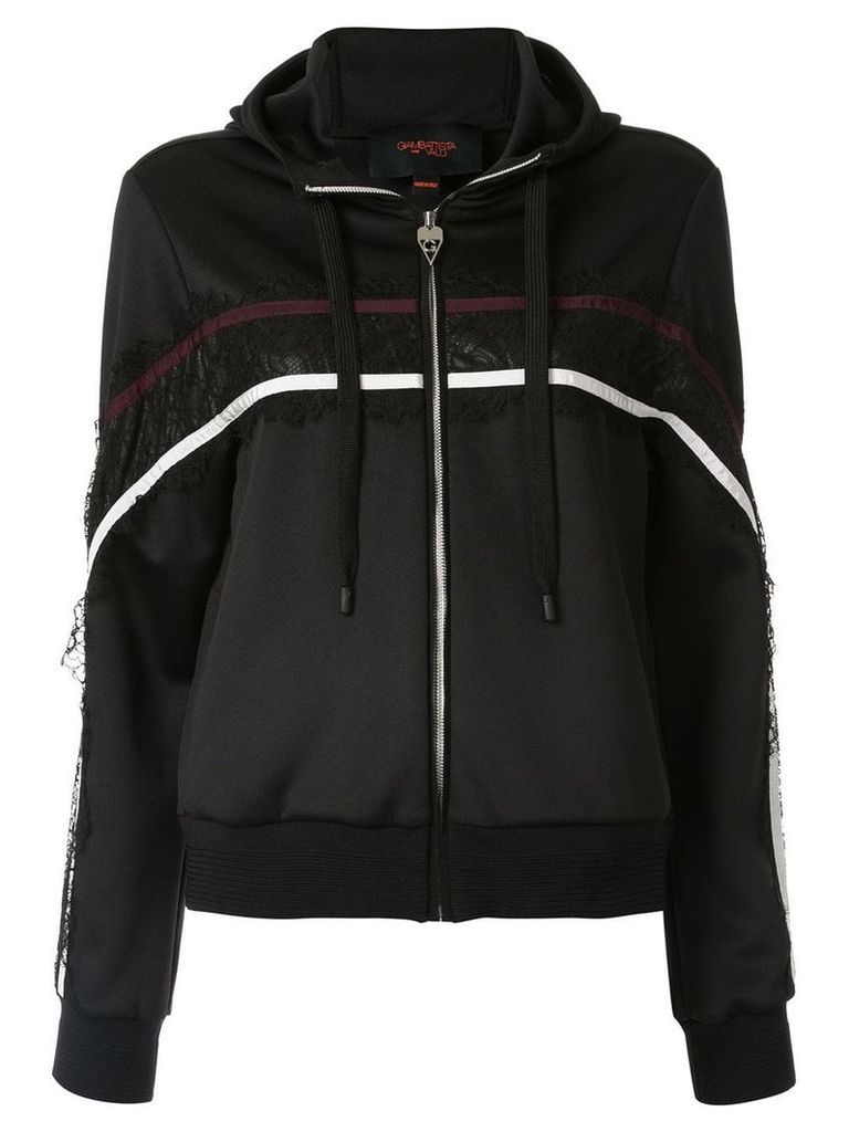 Giambattista Valli lace panel zipped hoodie - Black