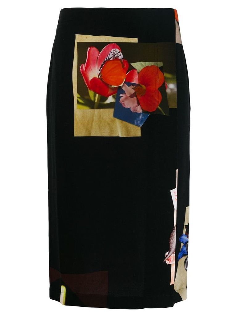 Acne Studios floral panel printed crepe skirt - Black