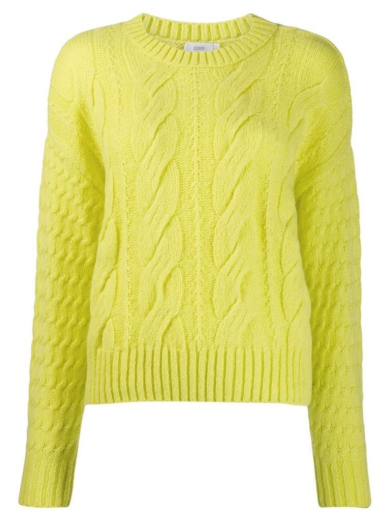 Closed cable knit jumper - Yellow