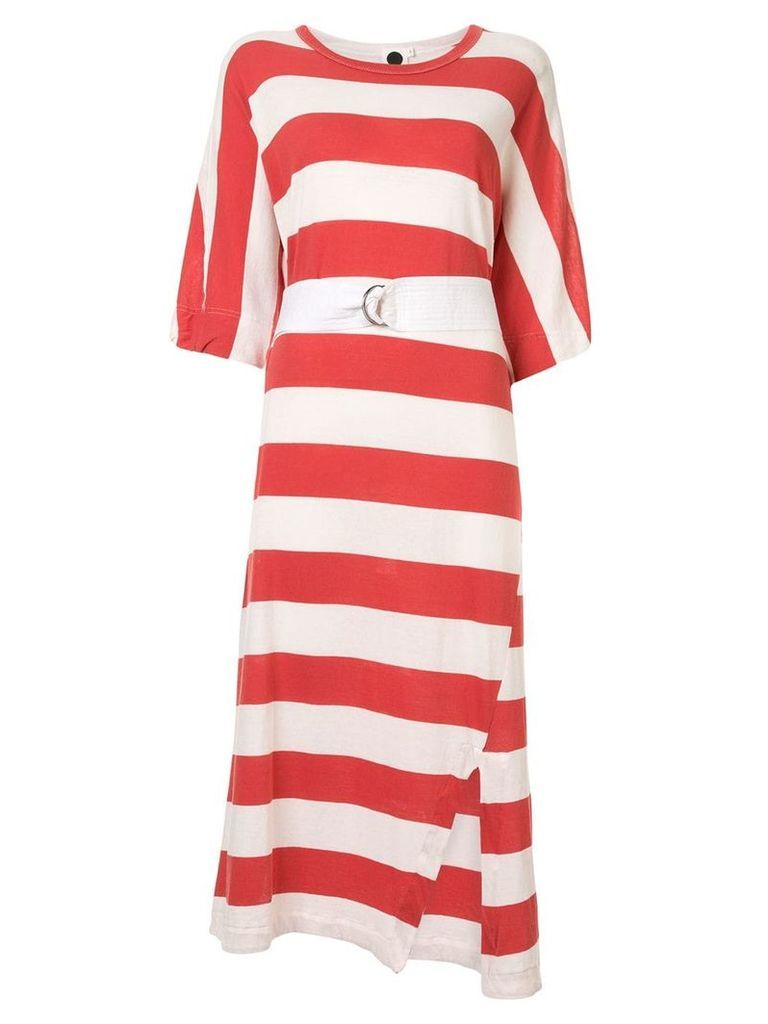 Bassike belted striped midi dress - Red