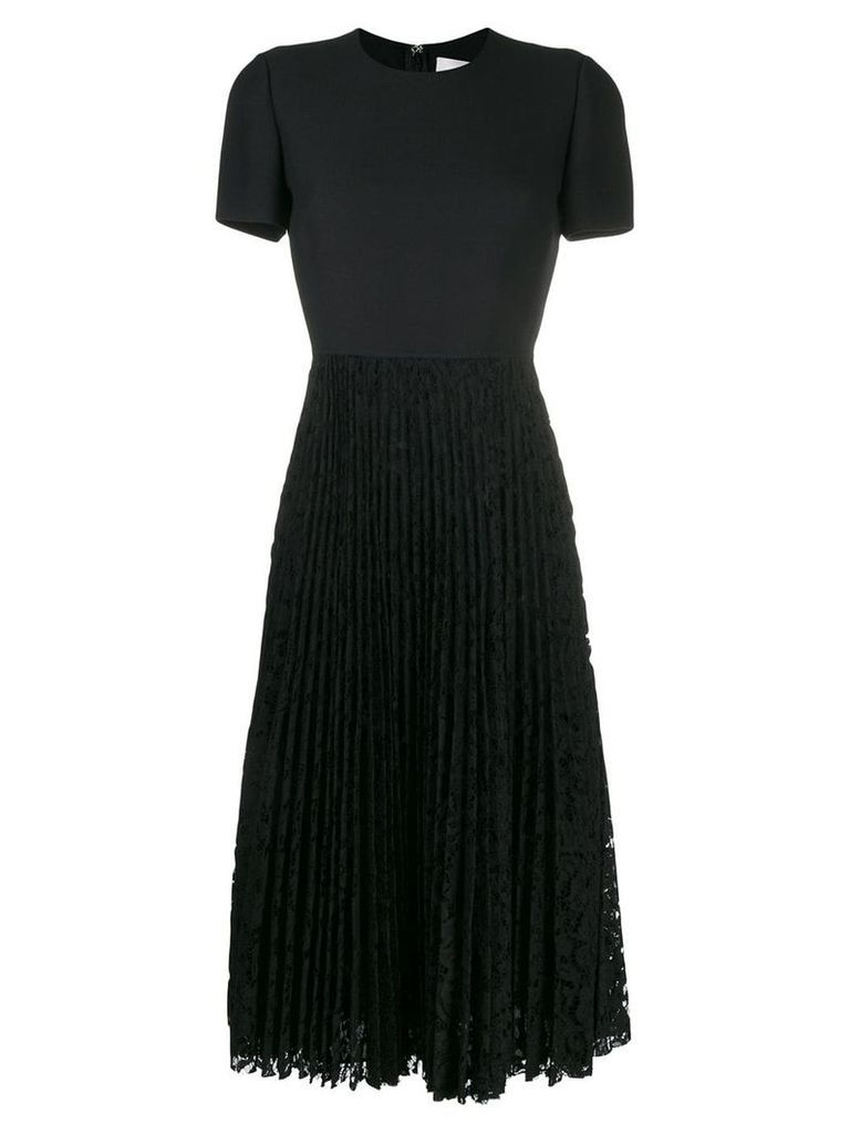 Valentino pleated lace midi dress - Black