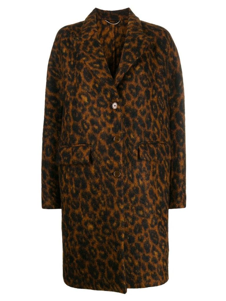 Ermanno Scervino leopard single-breasted coat - Brown