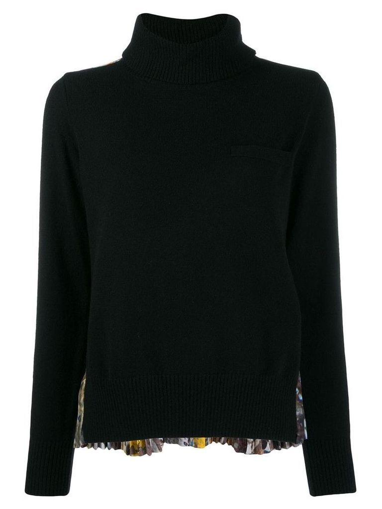 Sacai pleated-back knit sweater - Black