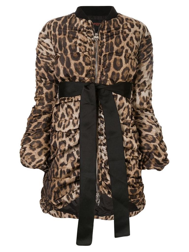 Giambattista Valli leopard draped bomber jacket - Brown