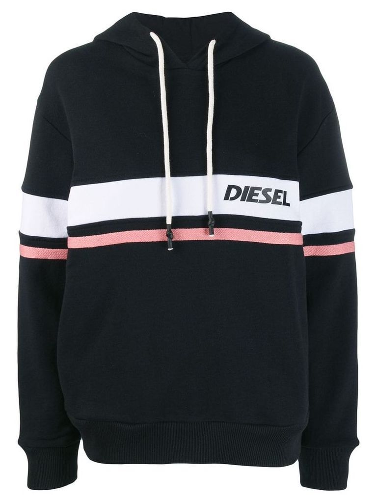 Diesel logo stripe hoodie - Black