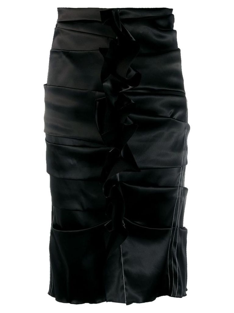 Acne Studios uneven horizontal side pleats skirt - Black