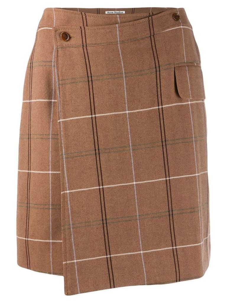 Acne Studios checked wrap mini skirt - Brown