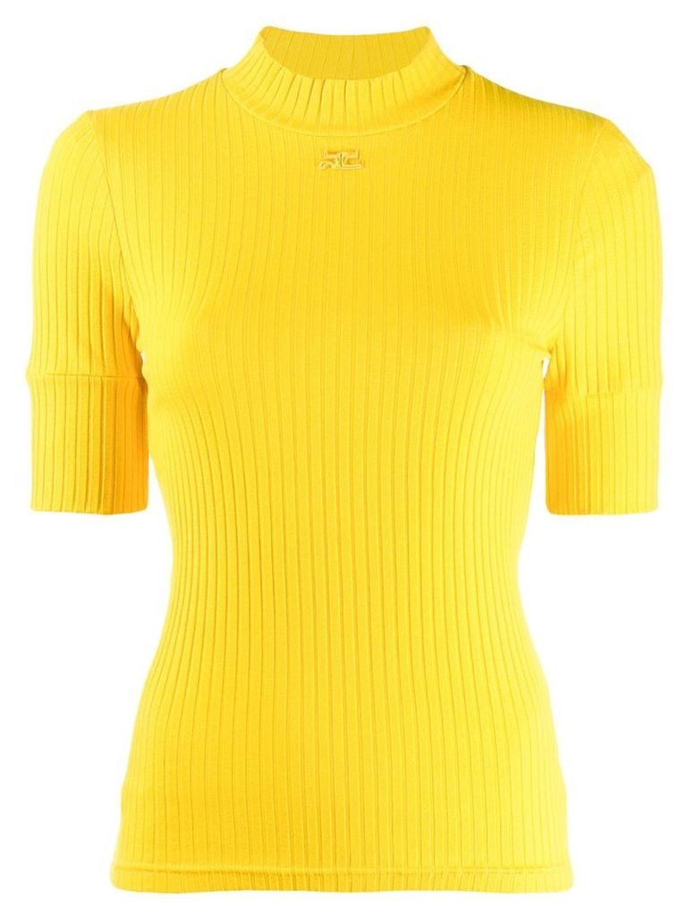 Courrèges ribbed turtleneck top - Yellow