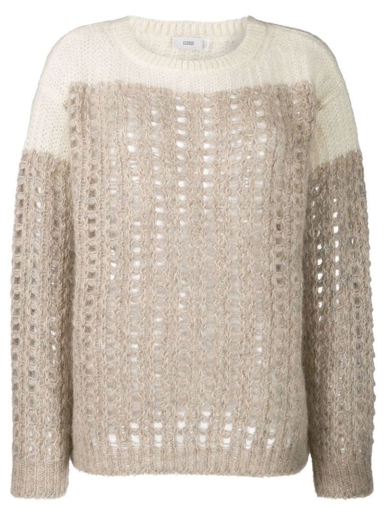 Closed chunky knit jumper - Brown
