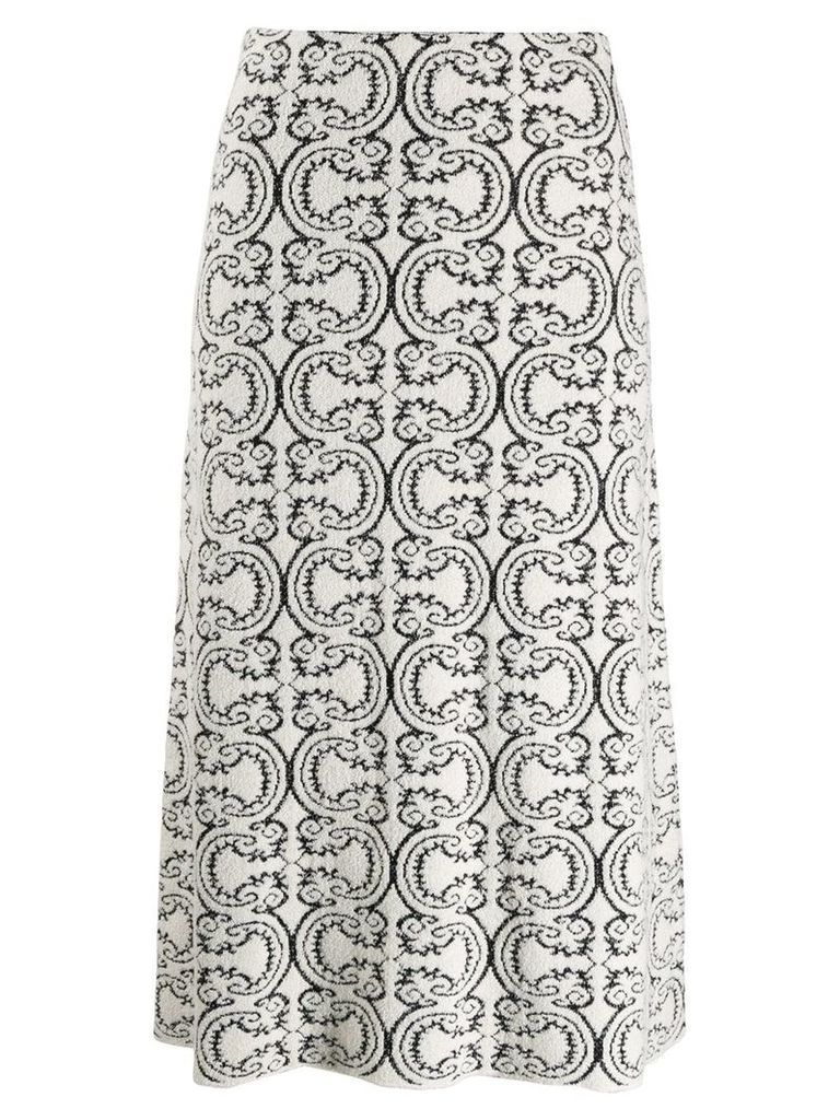 Jil Sander knitted patterned skirt - White